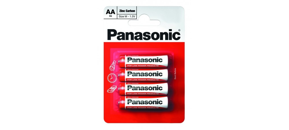 Panasonic AA Zinc Carbon 4 Batteries -  For use in LOW power products ONLY