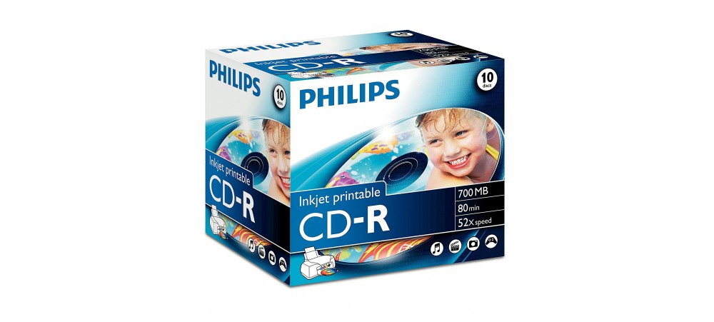 Philips CD-R Inkjet Printable 80min 700MB 52 speed  - 10 Pack Jewel Case