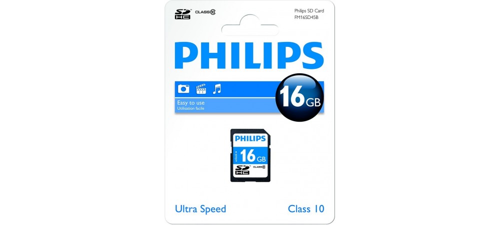 16GB SDHC Class 10 Memory SD Card - Philips