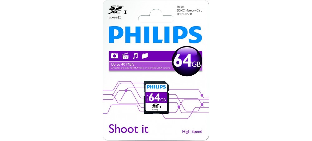 64GB SDXC Class 10 Memory SD card - Philips