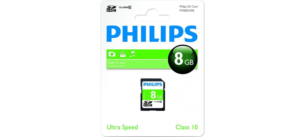 8GB SDHC Class 10 Memory SD Card - Philips