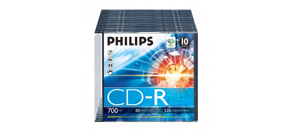 Philips CD-R 80 min / 700mb 52 speed - 10 Pack Slim Jewel Case