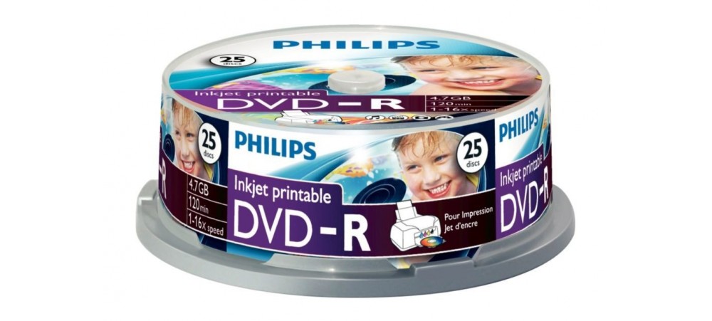 Philips DVD-R Inkjet Printable 16X 4.7GB - 25 Pack Spindle