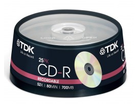 TDK CD-R 80MIN 700MB 52X Speed CD Recordable - 25 Pack Spindle