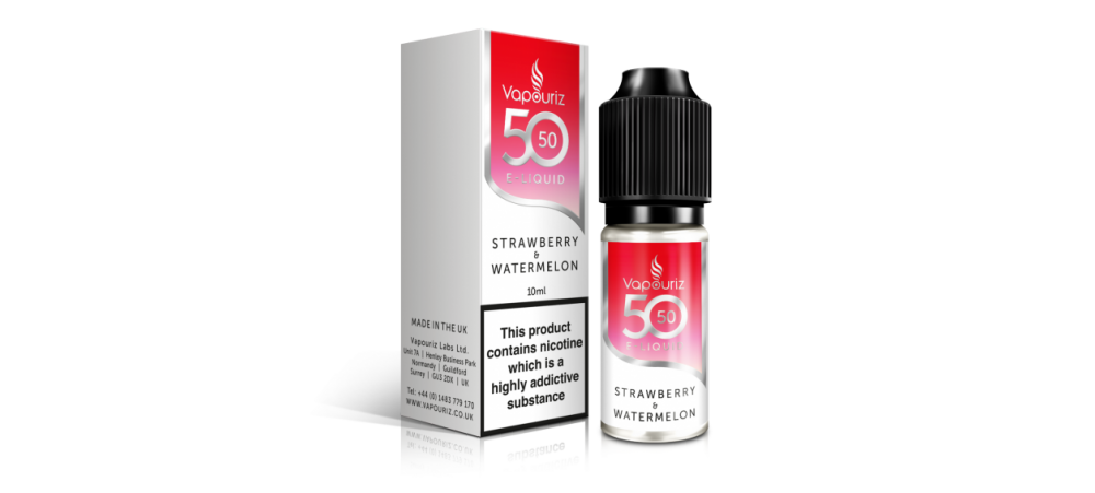 Strawberry & Watermelon 50/50 Universal E-Liquid 10ml - Vapouriz - 50VG 50PG - 3mg / 6mg / 12mg 