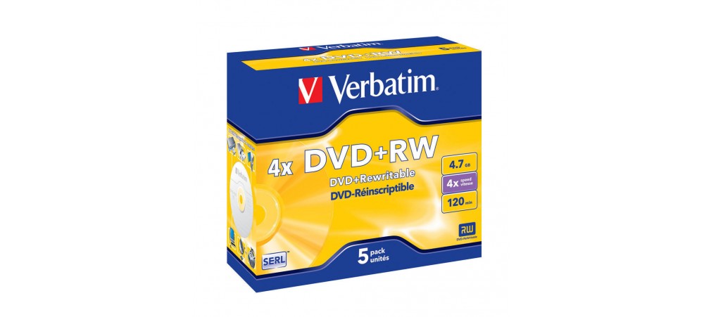 Verbatim 43229 DVD+RW 4x 4.7GB - 5 Pack Jewel Case - Multipack deal available