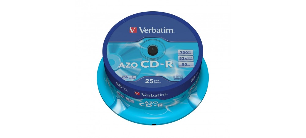 Verbatim 43352 CD-R 52x 80Min Super AZO -  25 Pack Spindle - Multipack deal available