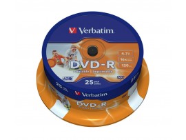 Verbatim 43538 DVD-R 16x Wide Printable  - 25 Pack Spindle