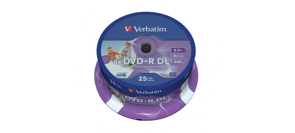 Verbatim 43667 DVD+R Double Layer 8x 8.5GB Printable - 25 Pack Spindle 