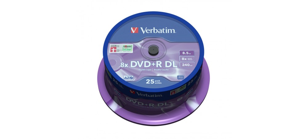 Verbatim 43757 DVD+R Double Layer 8x Matt Silver - 25 pack Spindle