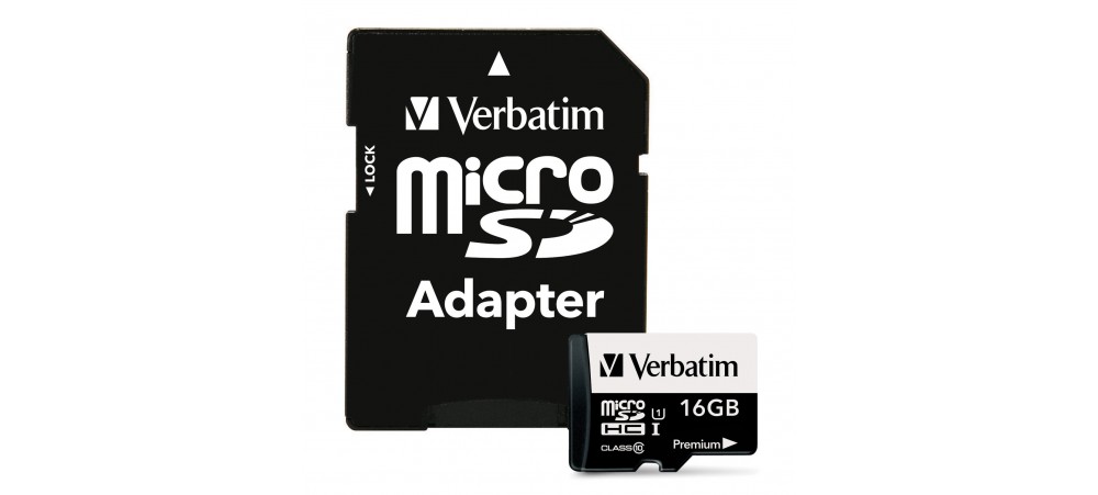 16GB Class 10 Micro SDHC with Adapter - Verbatim - 44082