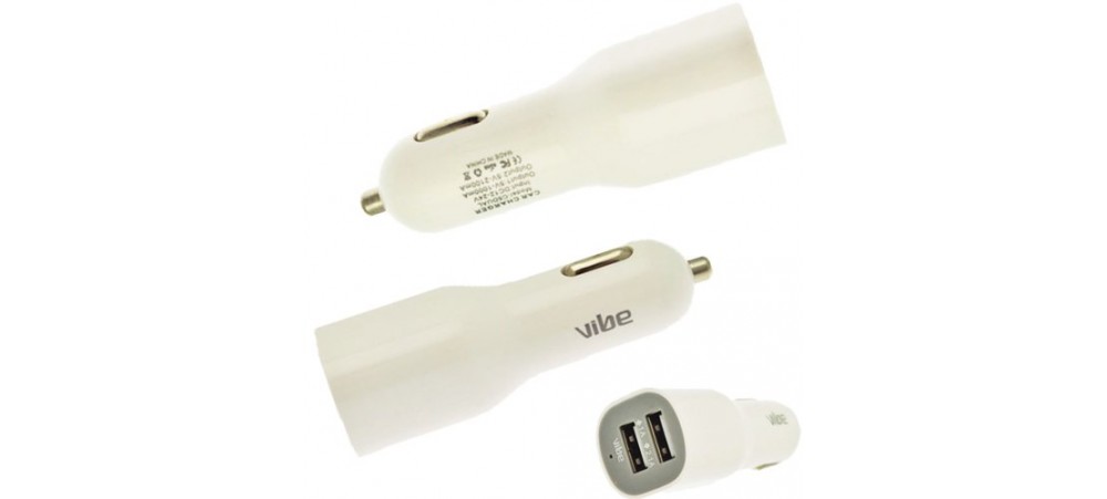 2.1 Amp / 1 Amp Dual Output USB Car Charger for use with any USB device - VIBE 