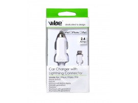 VIBE MFI 2.4W iPhone Car Charger with fixed 1m Lightning Connector 
