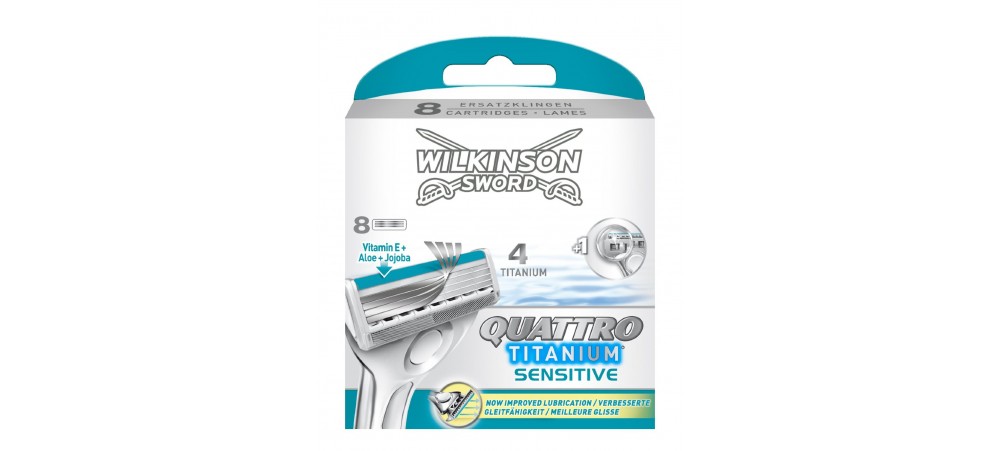 Quattro Titanium Sensitive Razor Blades by Wilkinson Sword - Pack of 4 / 8 Cartridges