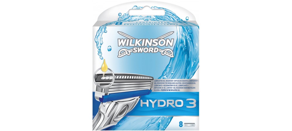 Hydro 3 Razor Blades by Wilkinson Sword  - Pack of 4 / 8 Cartridges