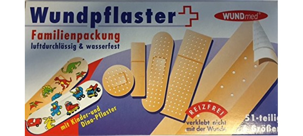 Family Pack of Assorted Plasters. Clinically Tested - 51 per box - Wundmed 